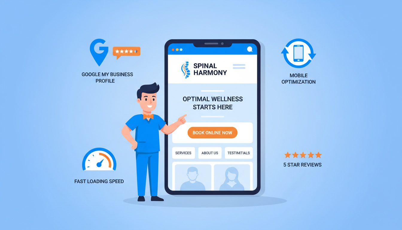modern chiropractic website with mobile optimization and online booking for digital patient acquisition