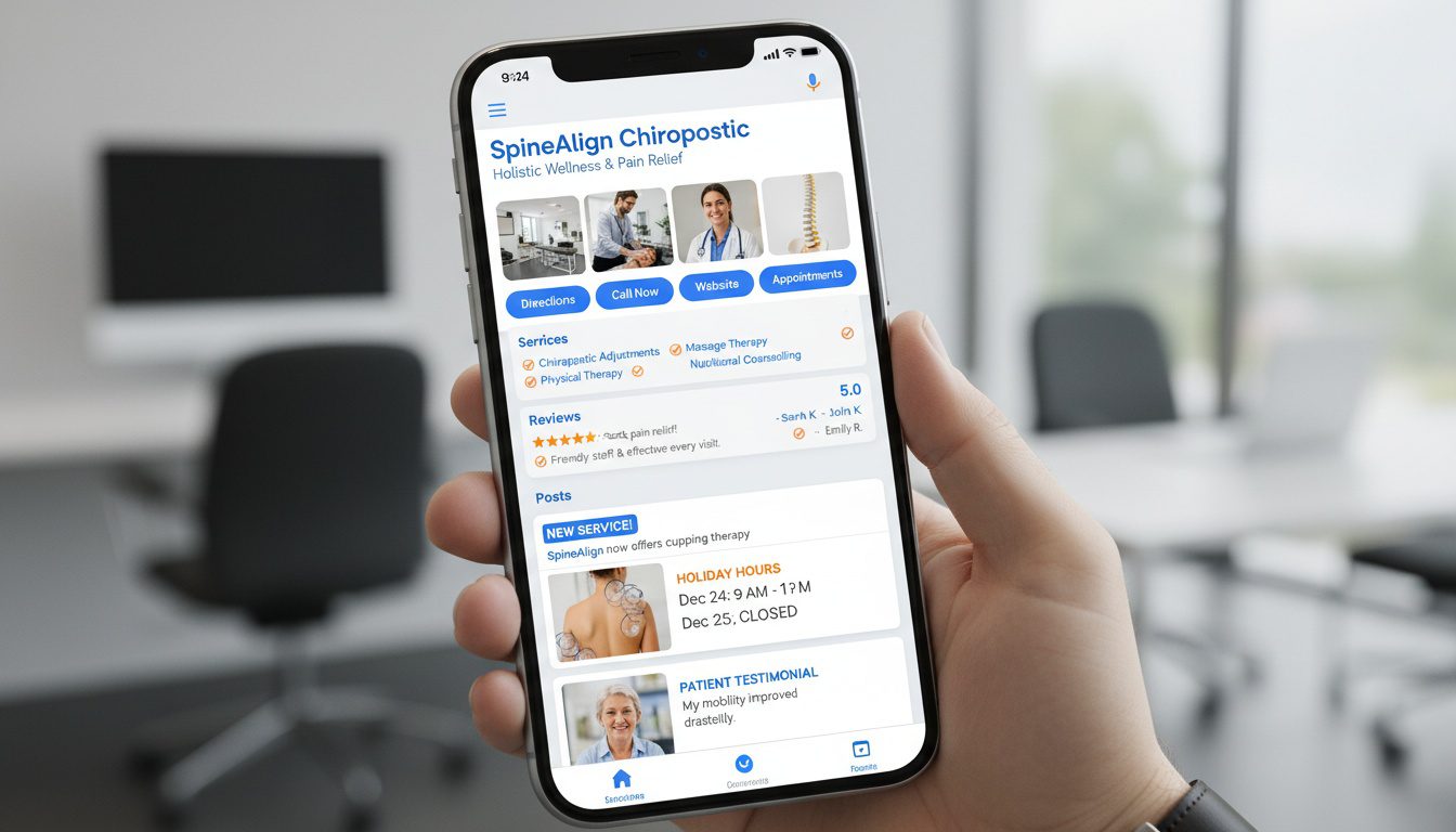 optimized chiropractic Google Business Profile on mobile device