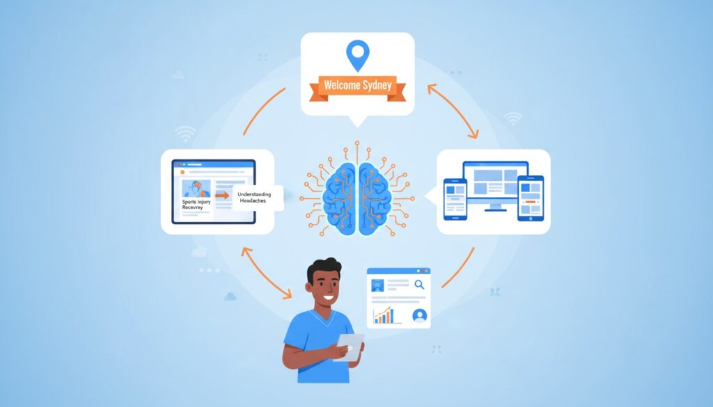 AI website personalization for chiropractors showing how technology adapts content to visitor needs