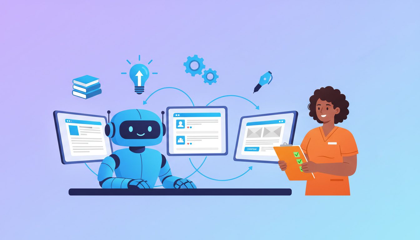 AI writing assistant helping chiropractors create blog posts social media and patient education content