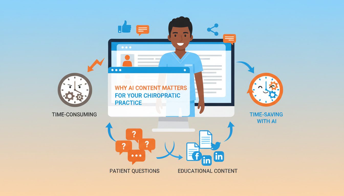 Chiropractor using AI content creation tools to save time on patient education and marketing