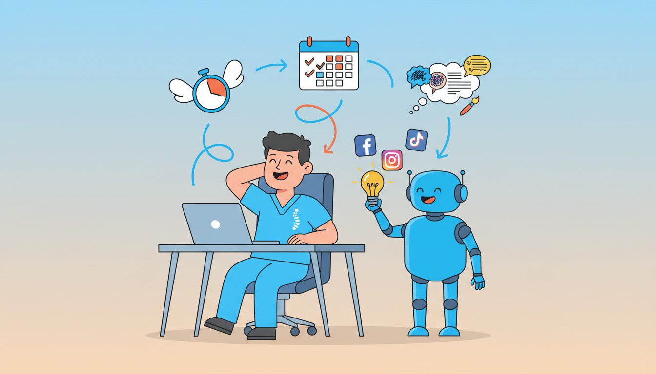 Chiropractor working with AI assistant to generate social media content ideas