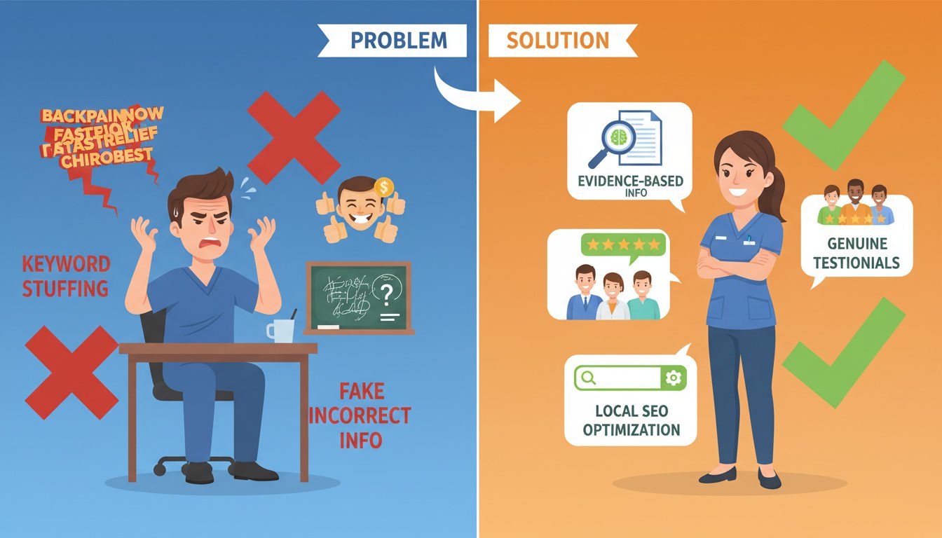 Common Google Map Pack mistakes versus correct local SEO practices for chiropractors