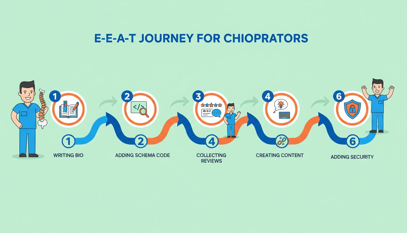 Step by step process for chiropractors to improve EEAT signals on their website
