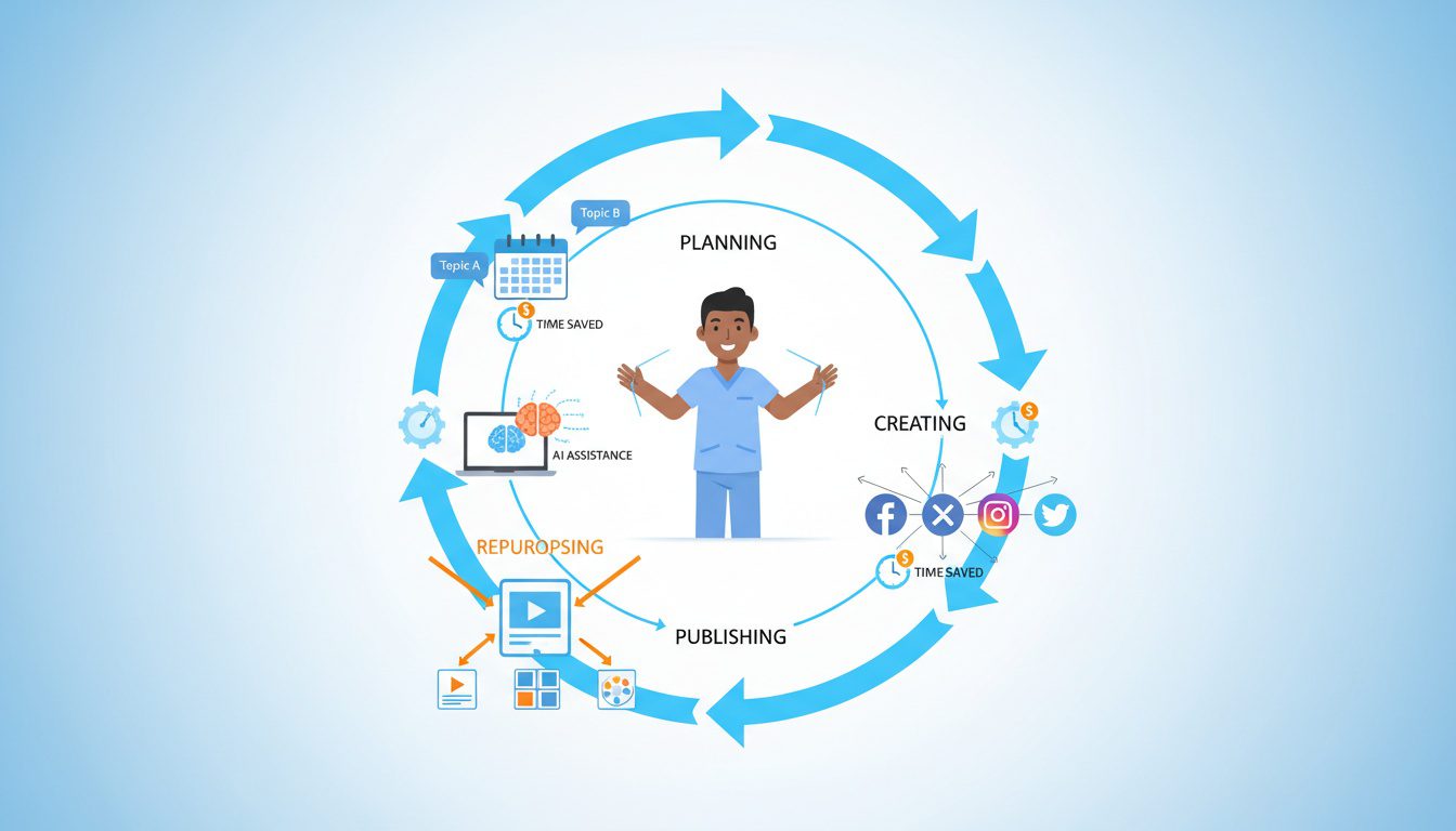 Sustainable content creation workflow system for chiropractors using AI tools efficiently