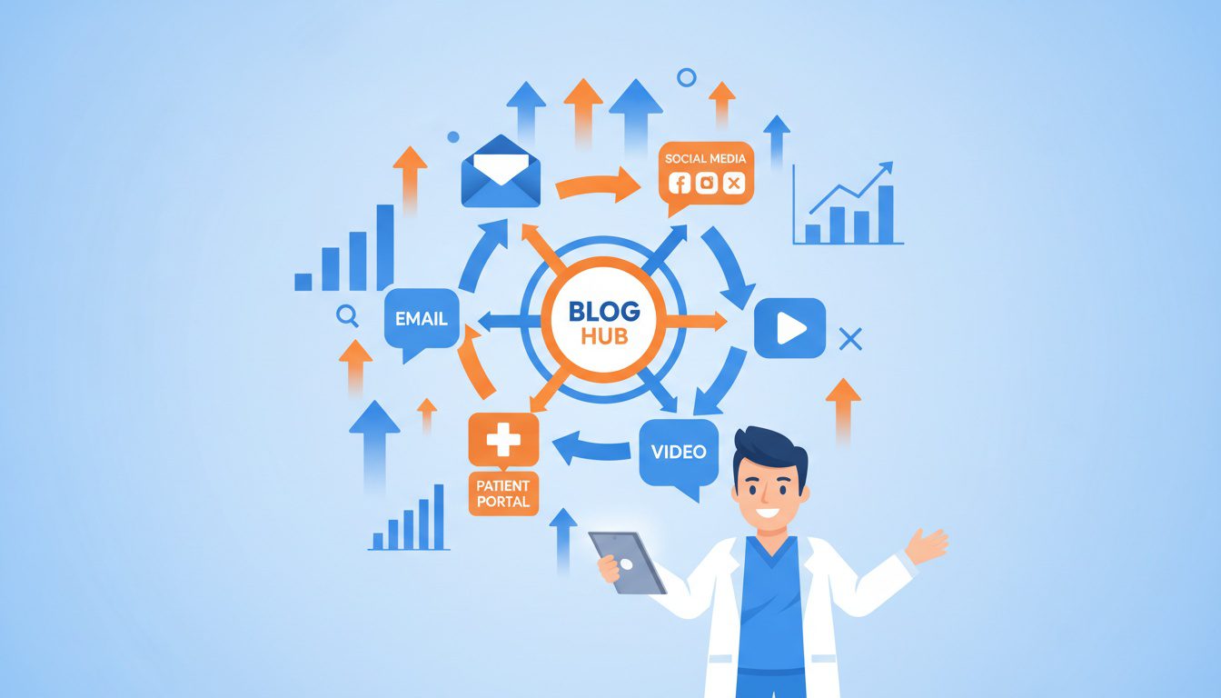 advanced chiropractic content marketing ecosystem showing blog integration with multiple channels