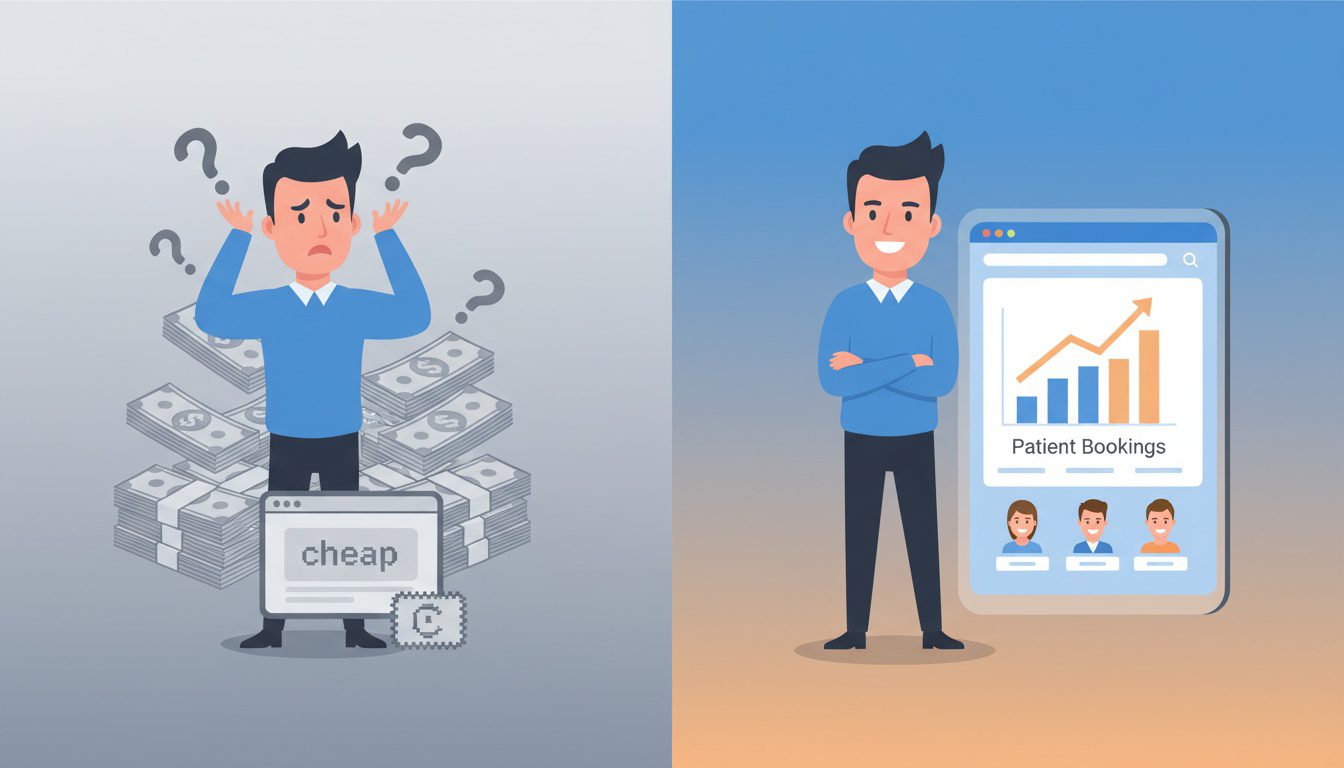 affordable versus cheap chiropractic website comparison showing professional quality