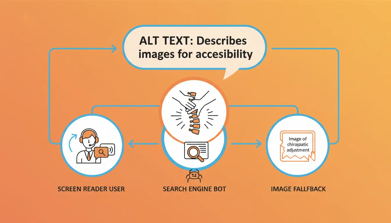 alt text benefits illustration showing accessibility for screen readers and SEO value for search engines