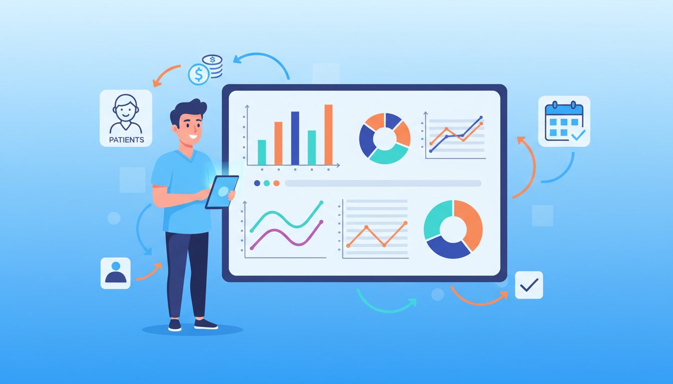 chiropractic analytics dashboard showing practice KPIs and patient metrics