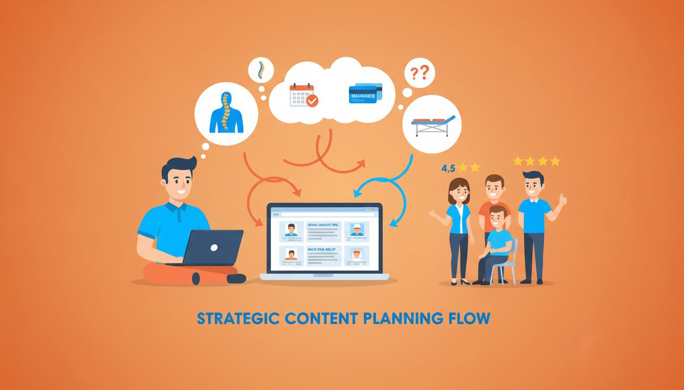 chiropractic content strategy flow from topic planning to patient acquisition