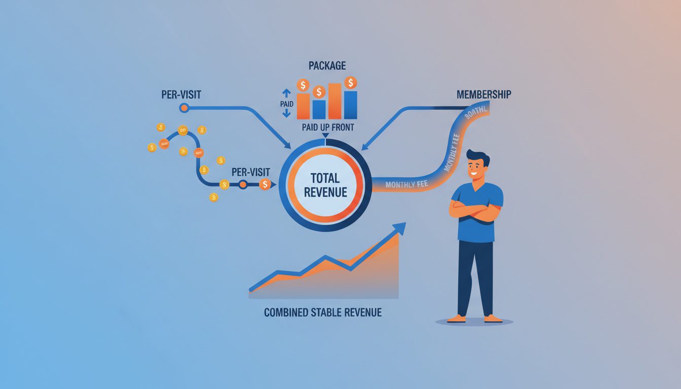 chiropractic hybrid pricing model combining per visit packages and memberships revenue streams