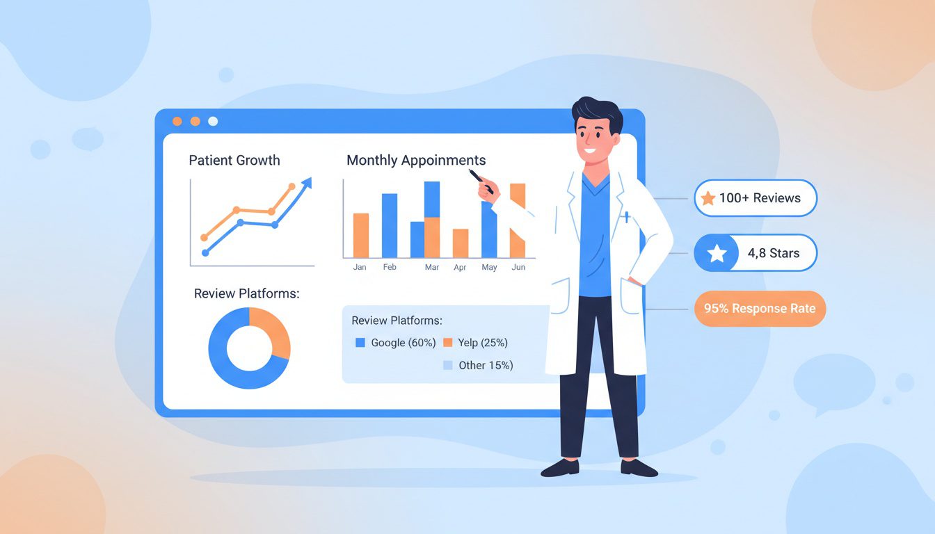 chiropractic practice review analytics dashboard showing performance metrics and growth trends