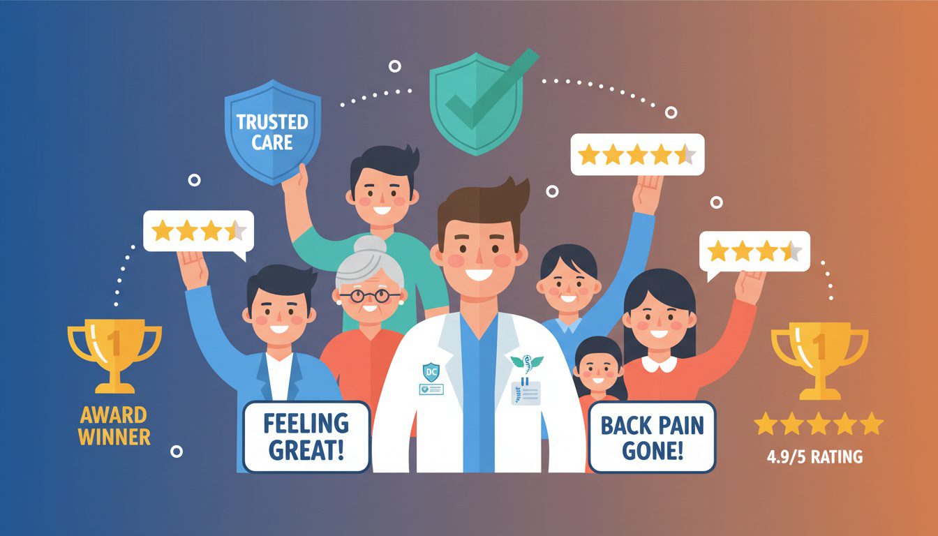 chiropractic trust signals including patient testimonials certifications and five star reviews