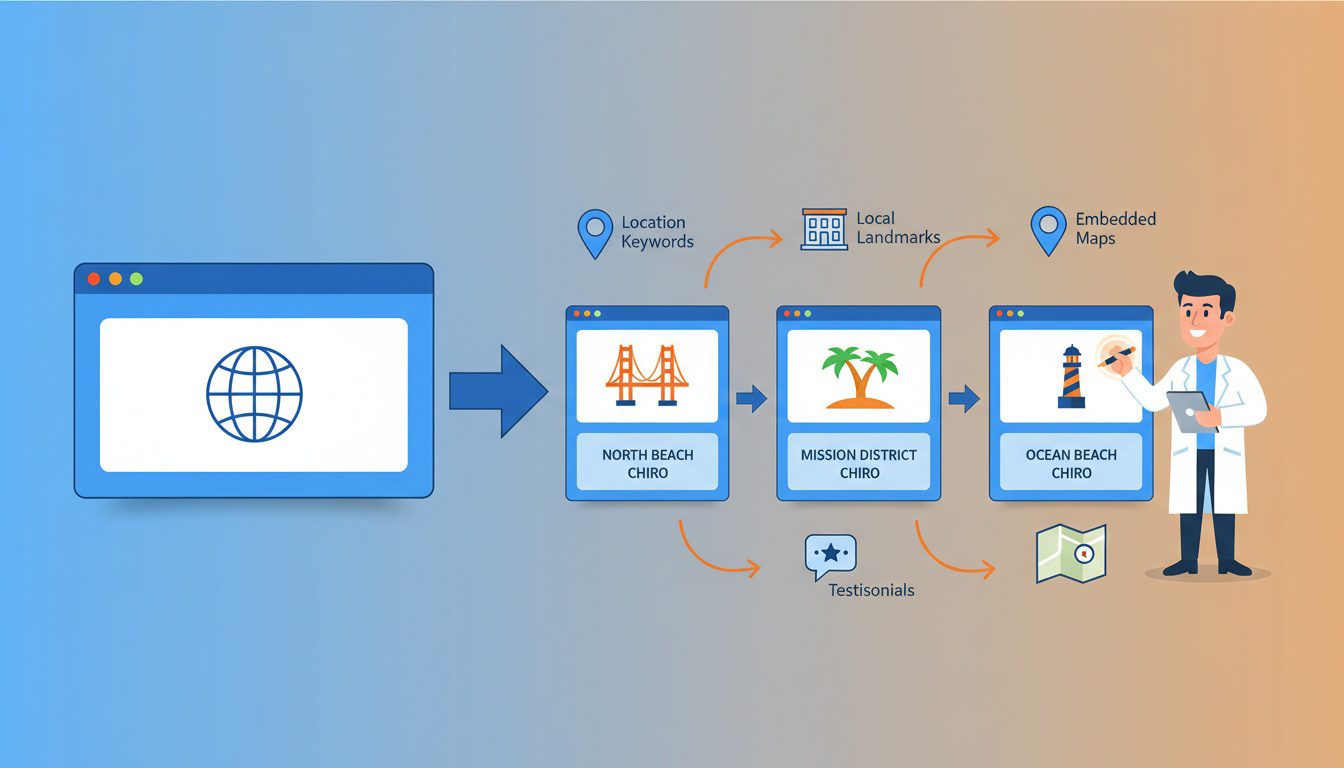 creating multiple neighborhood landing pages with unique local content for chiropractic practice