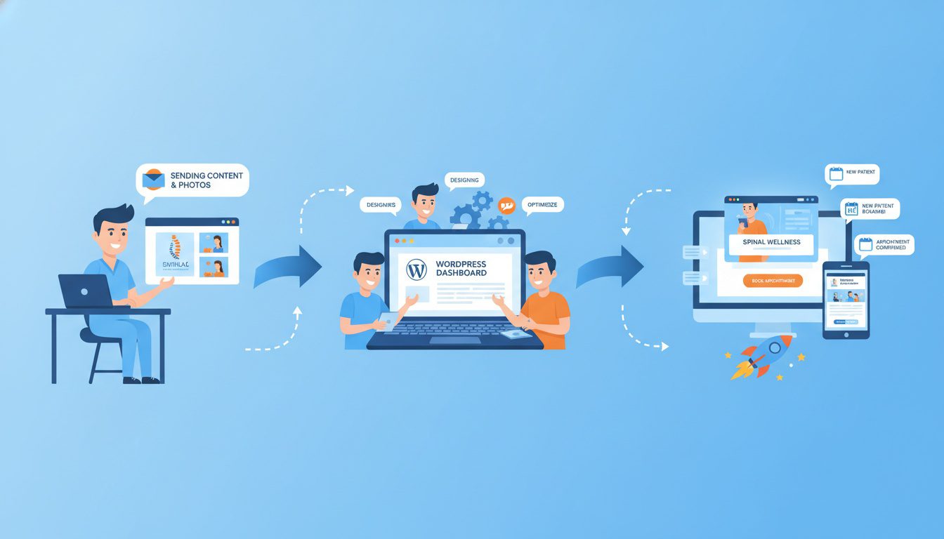 done for you chiropractic website service workflow from start to launch