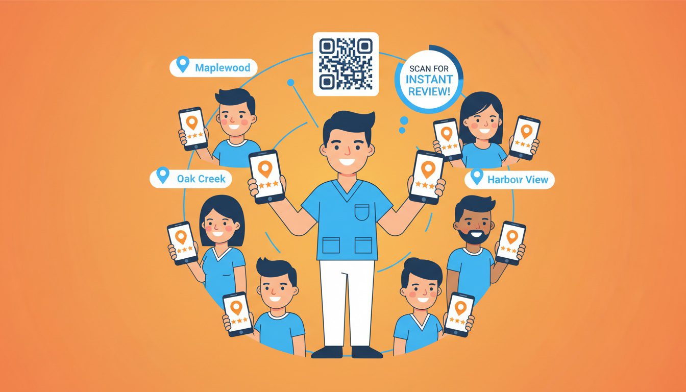 geo-specific patient review generation system for neighborhood SEO visibility