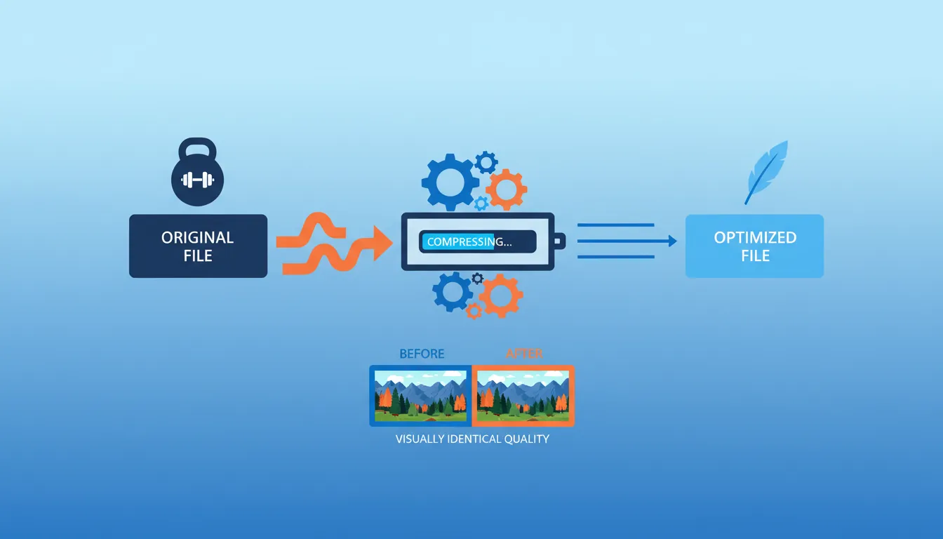 image compression workflow for chiropractic websites showing file size reduction with maintained quality