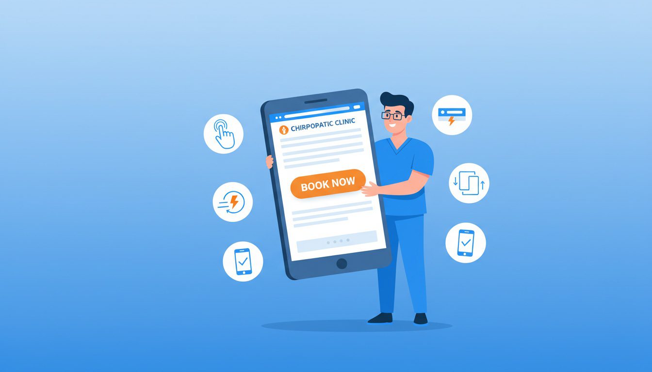 mobile first chiropractic website design with smartphone and responsive layout icons