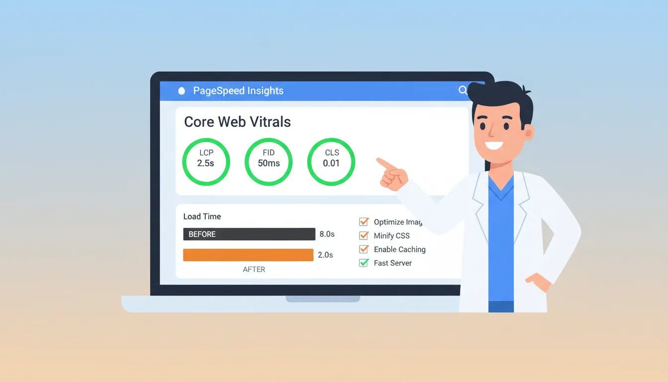 website performance testing dashboard showing successful image optimization results for chiropractic practice
