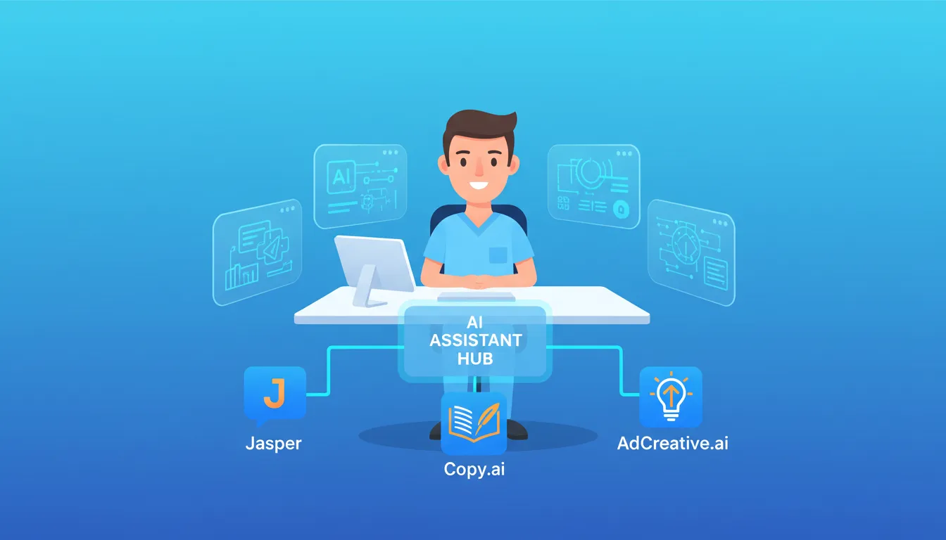 AI ad copy tools for chiropractors showing Jasper Copy.ai and AdCreative.ai integration