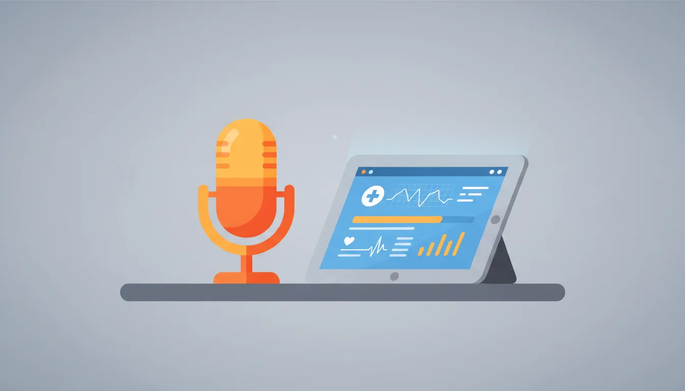 ambient AI scribe microphone with tablet showing automatic SOAP note generation