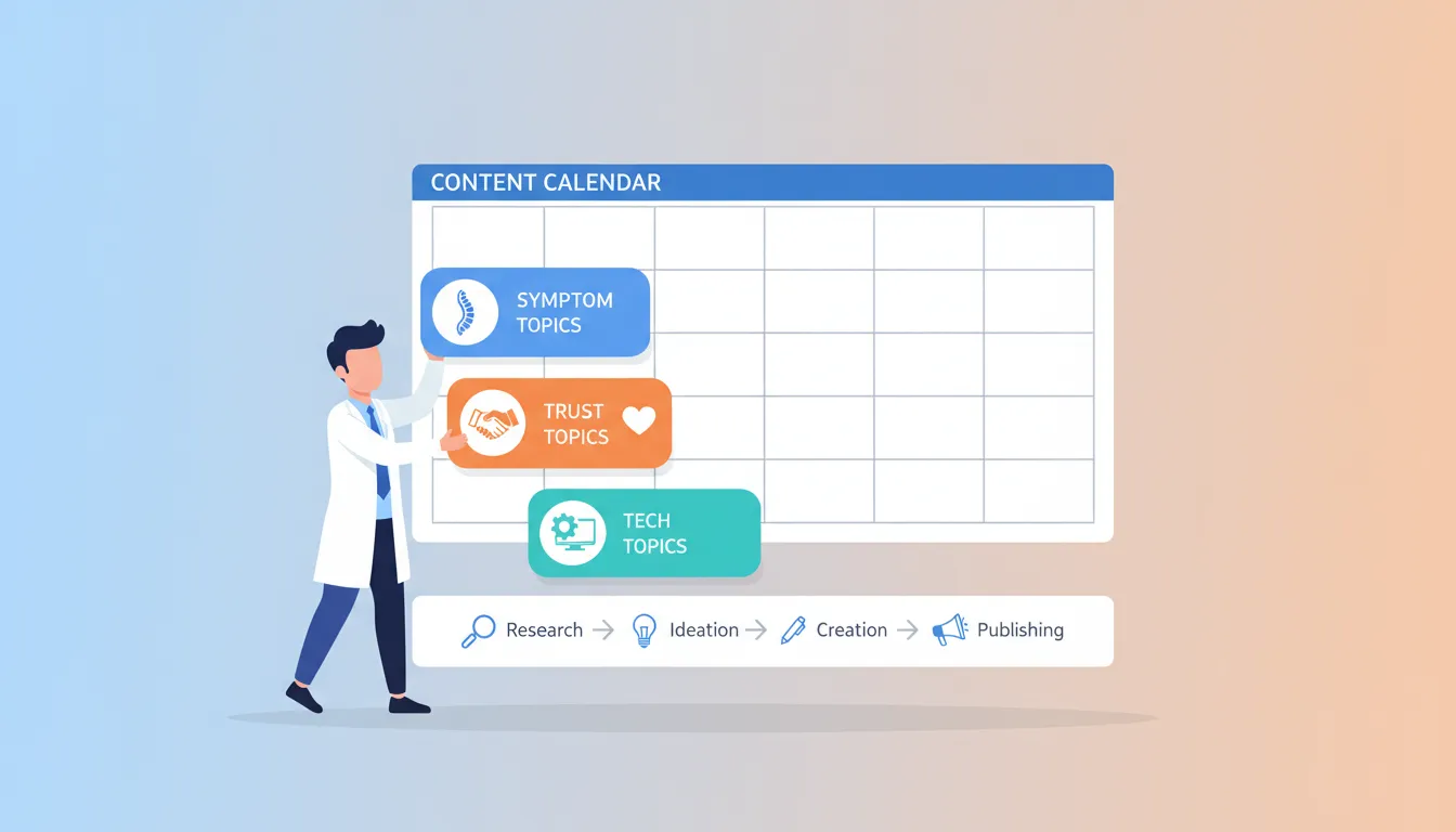chiropractic blog content calendar organization by topic category