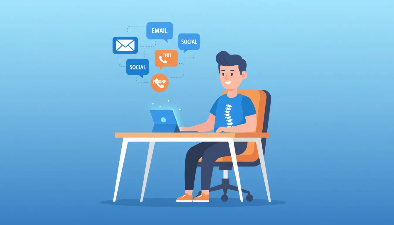 chiropractic patient communication channels showing multi-platform engagement