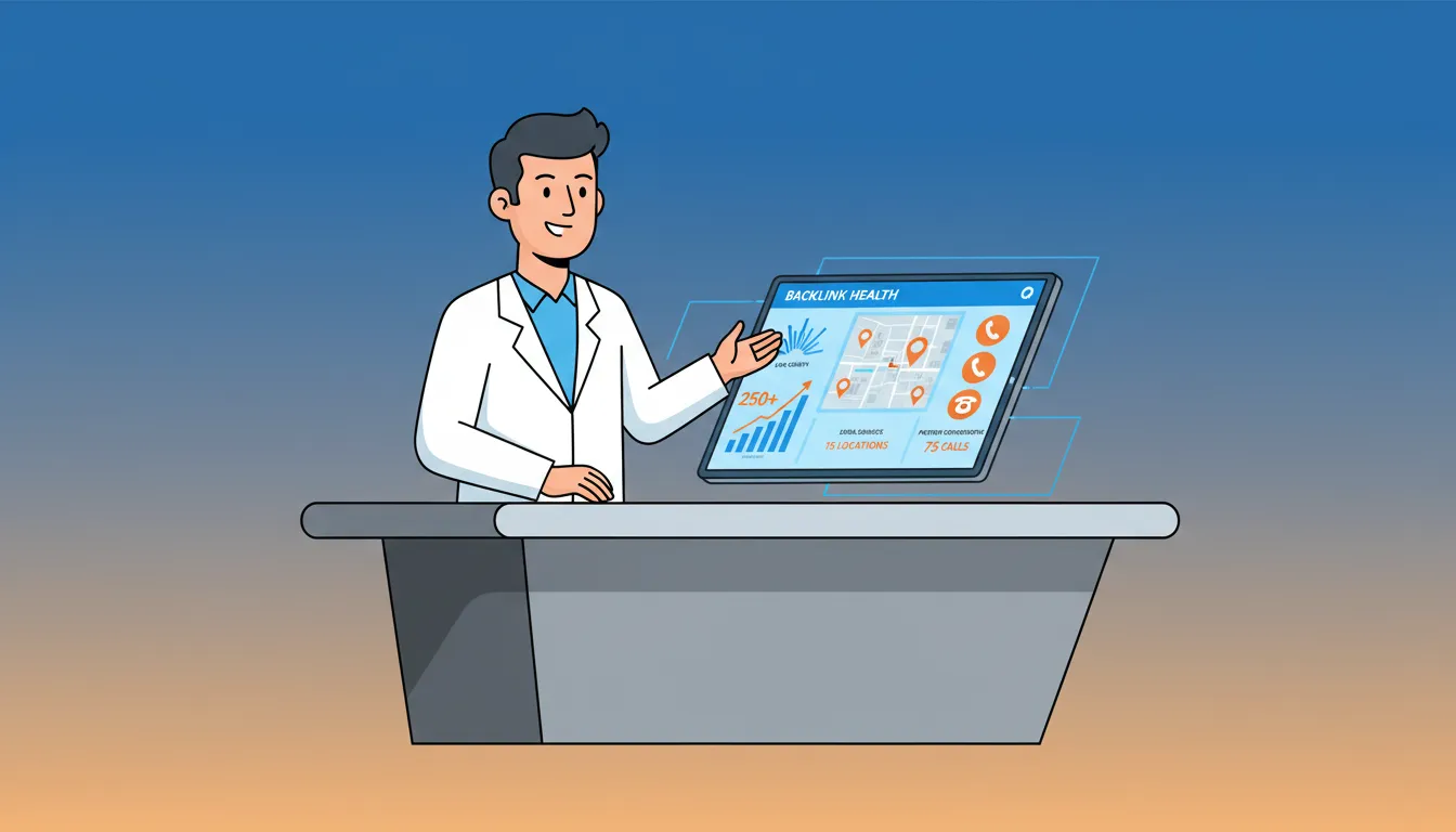 chiropractic practice backlink tracking dashboard showing links and patient calls