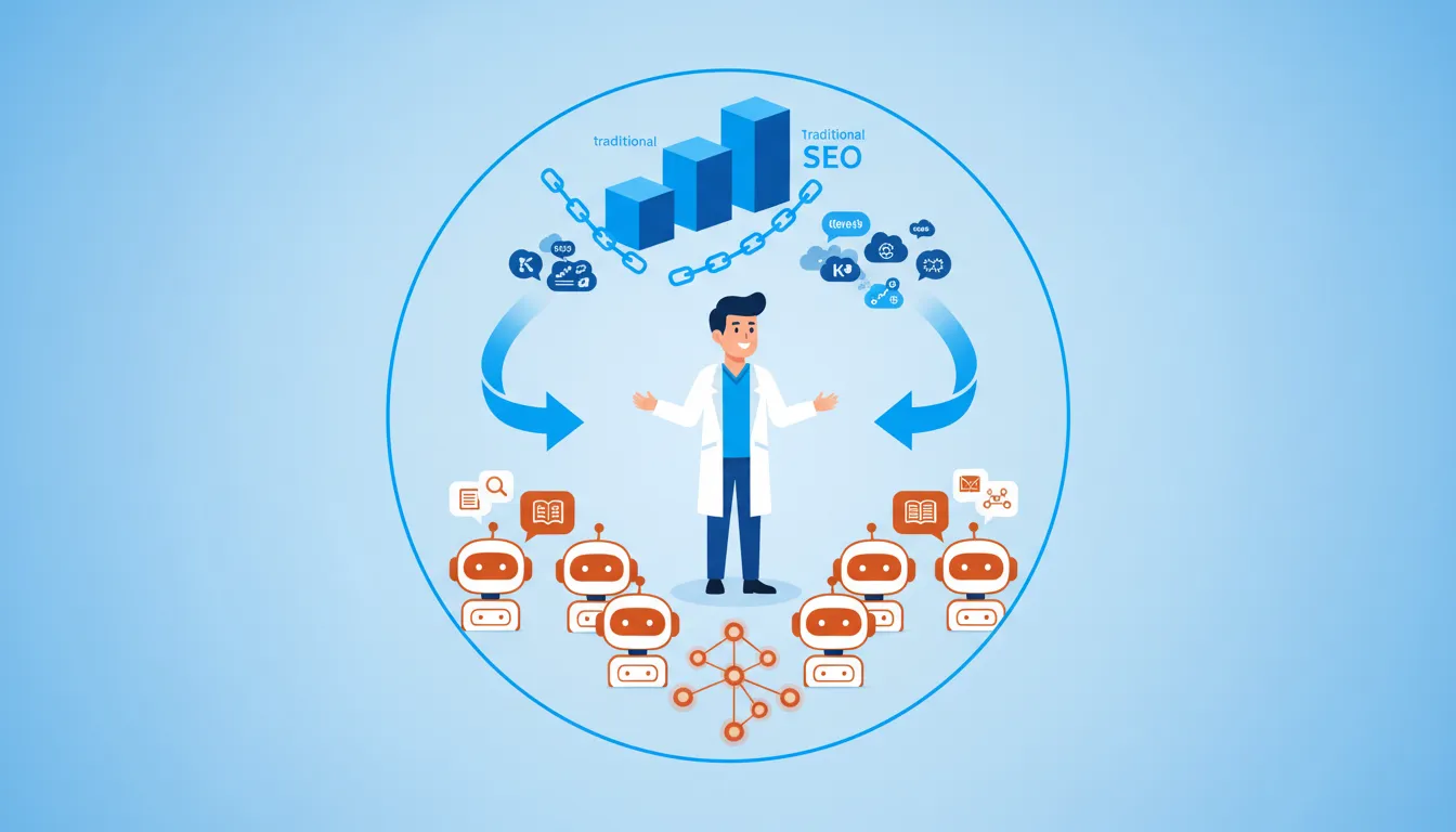comparison diagram showing traditional SEO versus Answer Engine Optimization for chiropractors