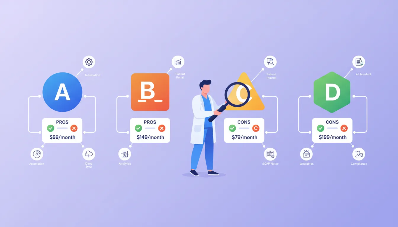 comparison of AI analytics tools for chiropractic practices including features and pricing