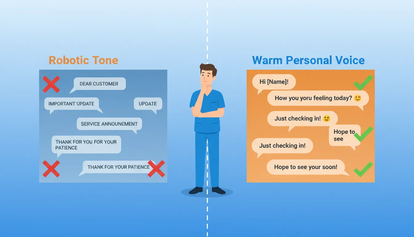 comparison of robotic tone versus warm personal voice in chiropractic appointment reminders