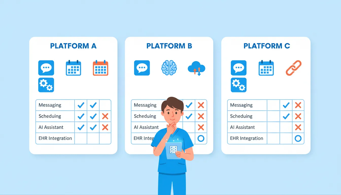 grid comparison of AI appointment reminder platforms for chiropractic practices