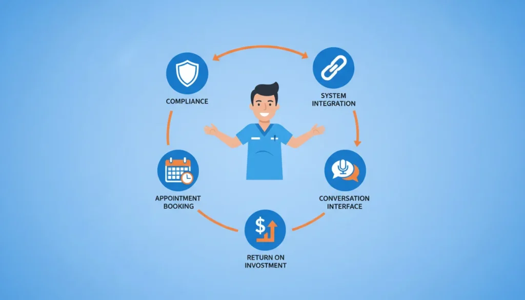 key AI chatbot features for chiropractic practices checklist infographic