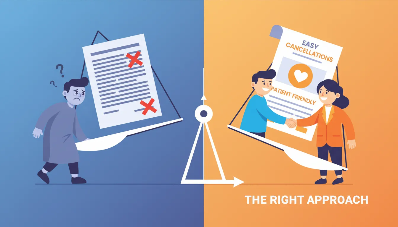 patient friendly chiropractic cancellation policy versus harsh approach comparison