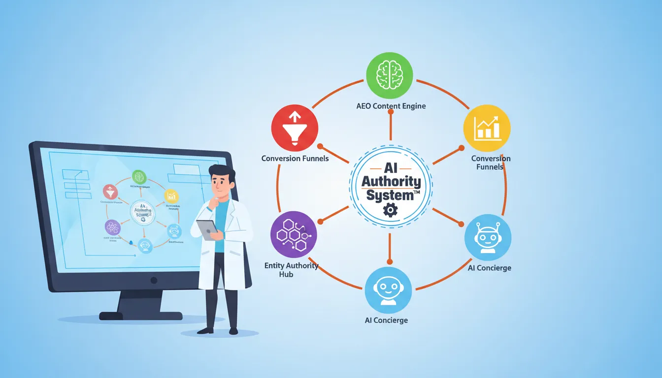 AI Authority System blueprint showing integrated components for chiropractic marketing