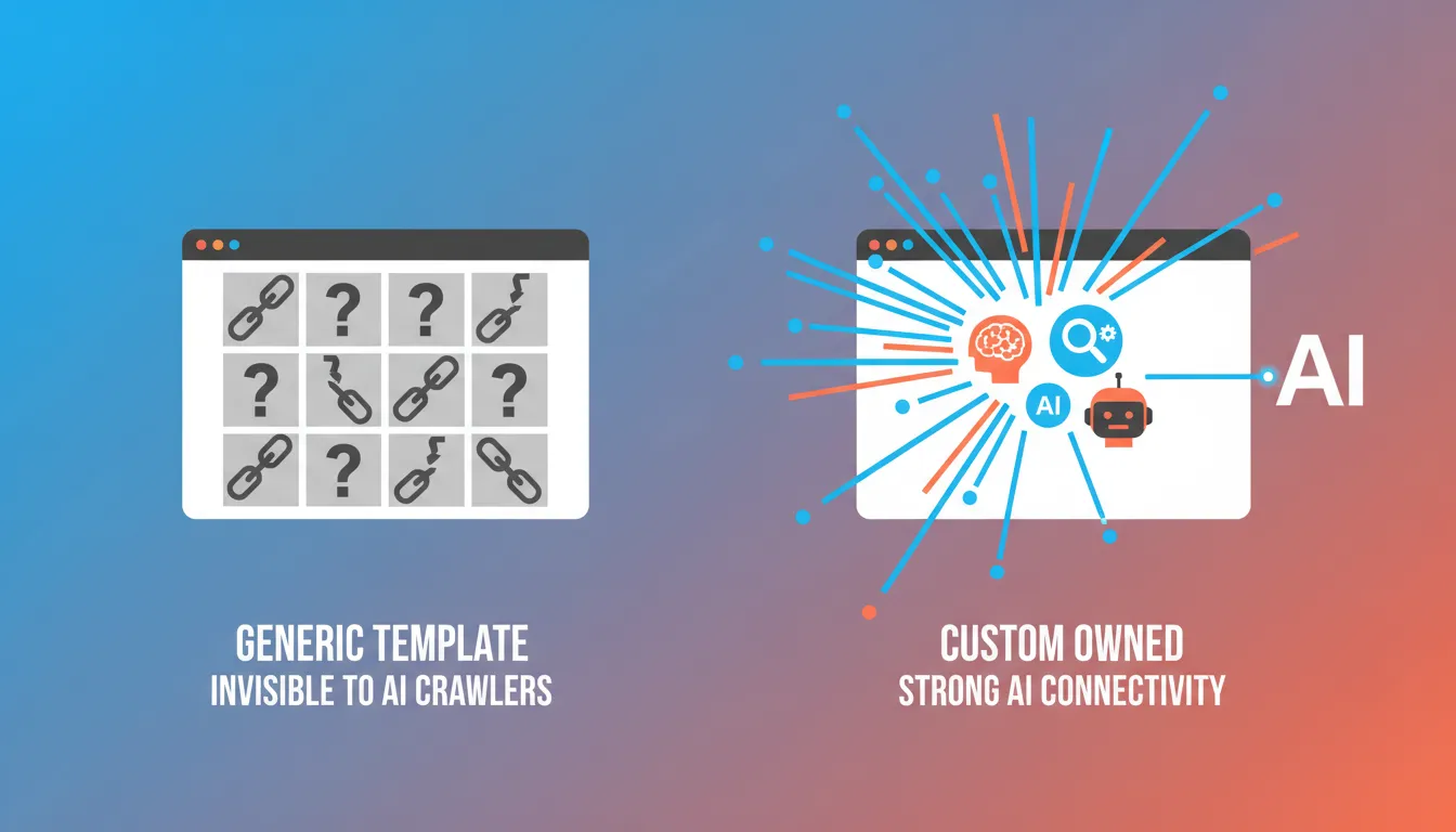 comparison of rented template website invisibility versus owned website AI visibility