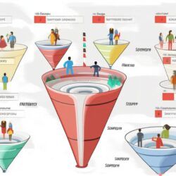 5 different stages of a sales funnel infograph