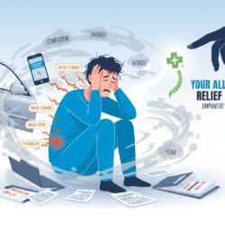 Auto accident patient overwhelmed by injury, insurance, and legal stress needing expert guidance