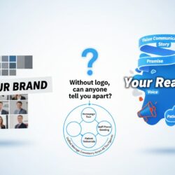 Brand messaging core elements beyond logos showing communication and patient experience