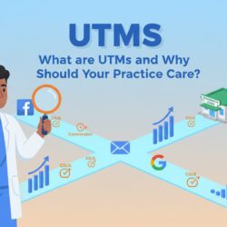 Chiropractor analyzing digital marketing channels with UTM tracking data visualization