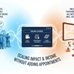 Chiropractor scaling limited office reach to unlimited online course impact teaching thousands simultaneously