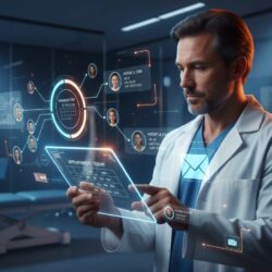 Chiropractor using modern CRM software to manage patient relationships and practice operations