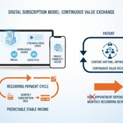 Digital subscription products providing continuous access for monthly recurring revenue beyond appointments