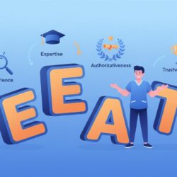 EEAT framework breakdown with experience expertise authoritativeness trustworthiness icons for chiropractors