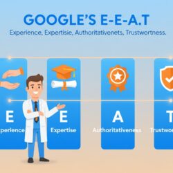 Four pillars representing Google EEAT framework for chiropractors with experience expertise authority and trust icons