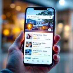 Google Business Profile local search results showing chiropractic clinics with star ratings and business information