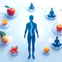 Holistic chiropractic care showing whole-person wellness approach with integrated body, mind, nutrition, and lifestyle elements