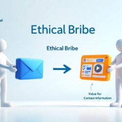 Lead magnet value exchange showing patient offering email for helpful free content in ethical trade building trust