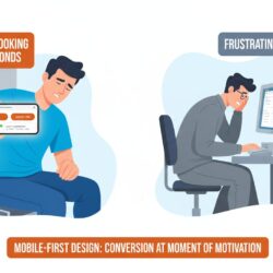 Patient easily booking chiropractic appointment on smartphone in seconds versus struggling with clunky desktop system