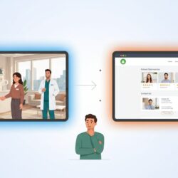 Physical office trust signals paralleling digital website trust elements creating consistent patient confidence